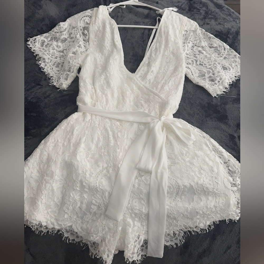 Francesca’s White Lace Romper